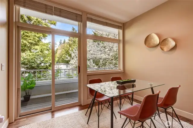 Casual eating nook with slider to balcony.