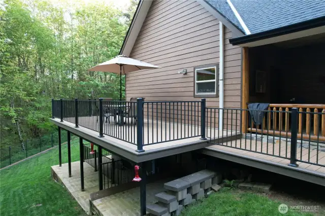 Private deck area overlooks the creek below