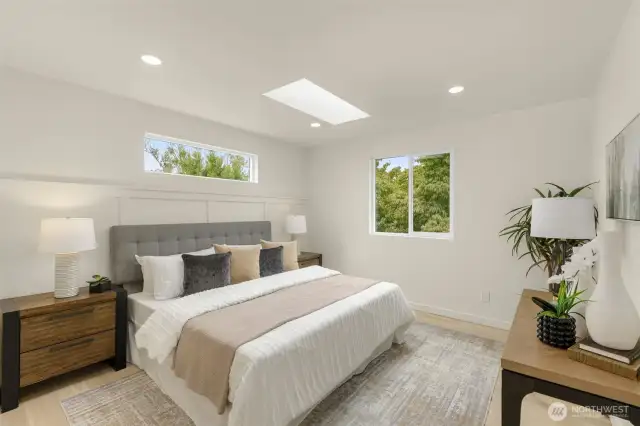 Upstairs a peaceful primary retreat—wake up to light and tranquility.
