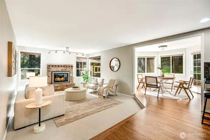 The cozy family room invites relaxation and connection.