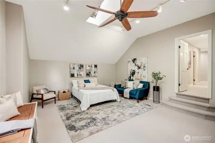 A versatile media/flex room offers endless possibilities as a 4th bedroom, home theater, or hobby space.