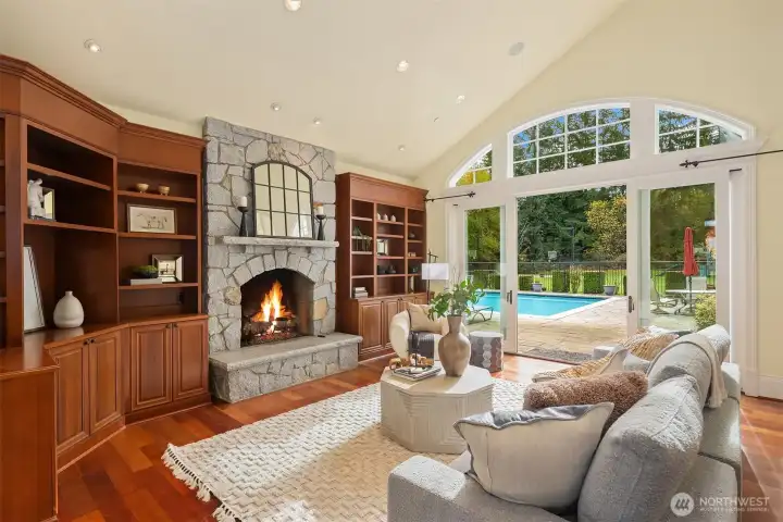 Double slider doors to pool