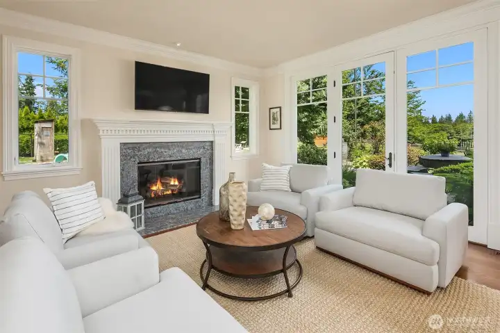 Formal fireside living room