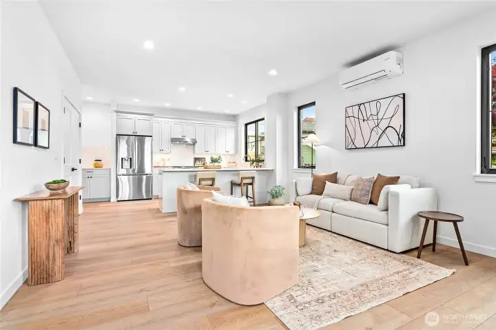 Ductless mini split provides AC and heat.