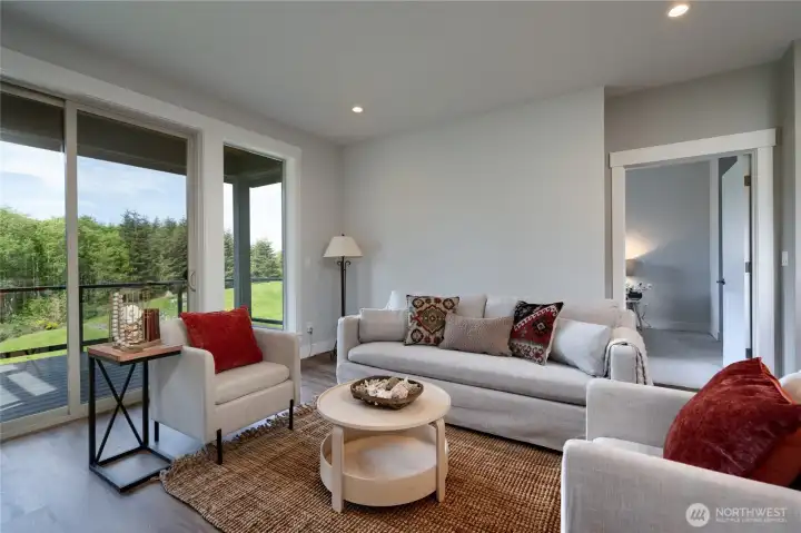 Living looking into Primary and deck