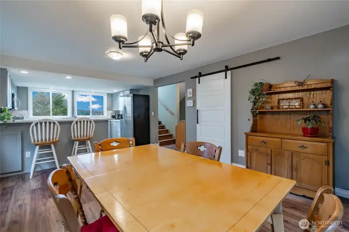 Large walk-in pantry behind the barn door