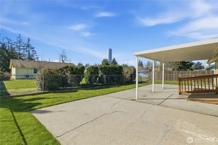 The large covered patio makes a wonderful place for out door living.
