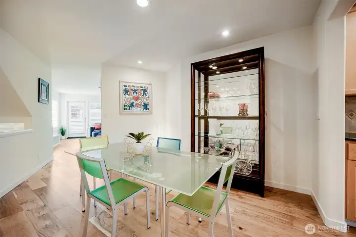 Open dining space connects beautifully to the kitchen.