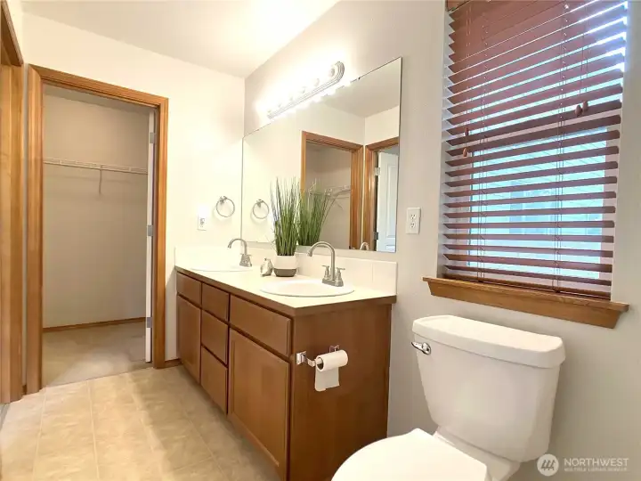 Primary bathroom with walk in closet