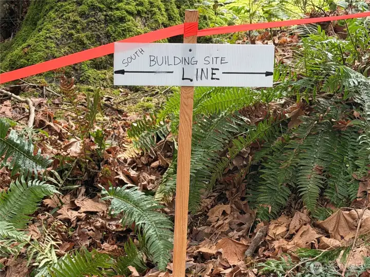 The is the mid-point on the south line of the   approved building site.
