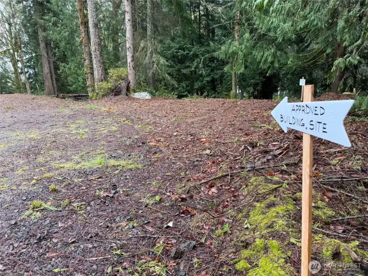 This expansive building site is APPROVED by   Kitsap County. Refer to the previous map,   you can site your house anyway within the   approved building site boundaries.