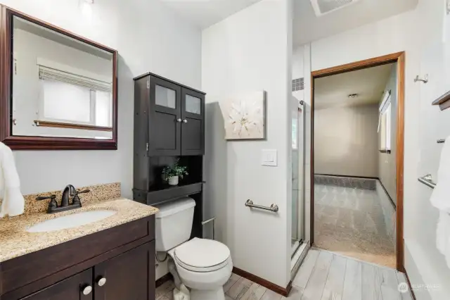 3/4 bath with walk in shower on lower level