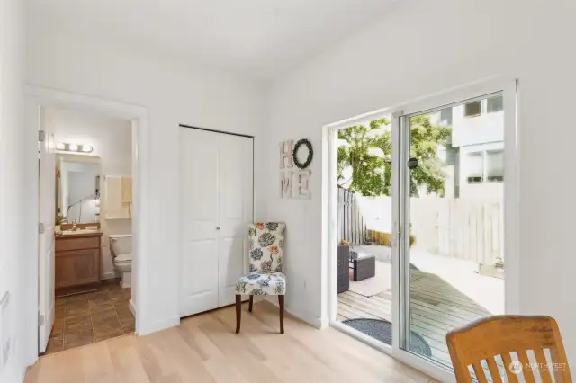 Back bedroom also has access to the rear yard and deck.