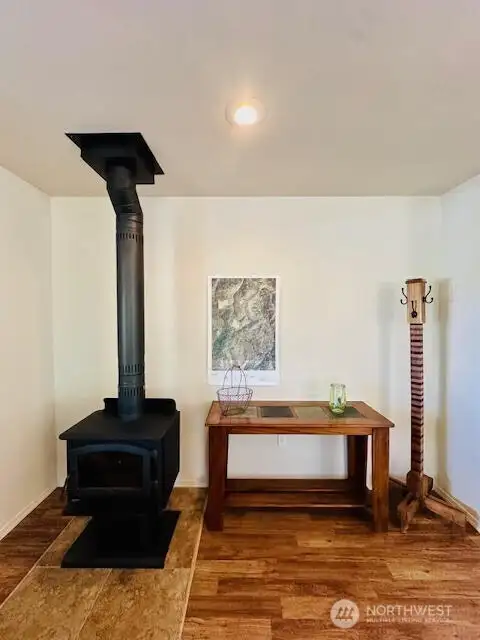 Entry with woodstove