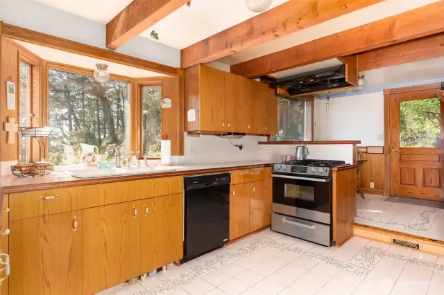 Kitchen has a wonderful westerly view.