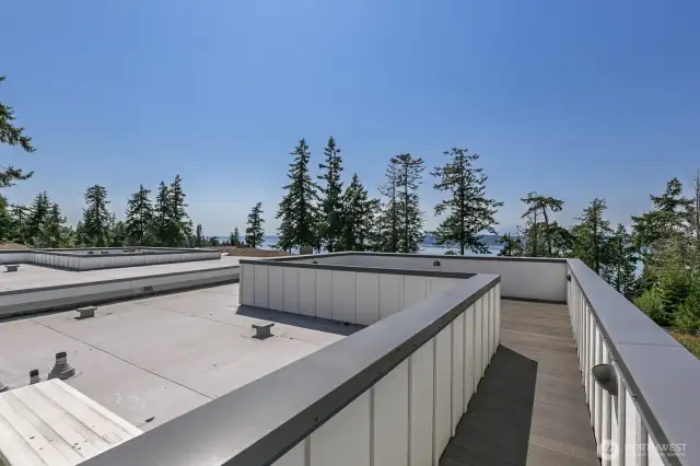 The walkway to the roof top deck.