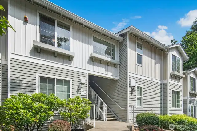 Front entry and stairs to top floor