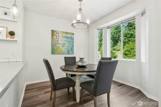 Dining area with door to covered patio.