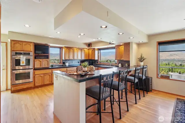 Large kitchen- with plenty of storage and VIEWS