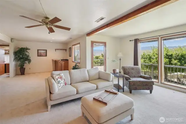 Lower level family room with access to 2nd level wrap around deck