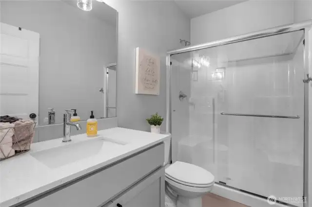 .75 bathroom adjoining bedroom on main floor