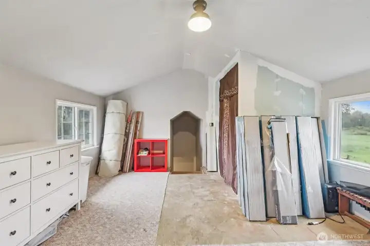 Upstairs bedroom and bathroom.