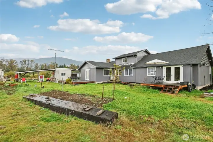 From back of house with mountains