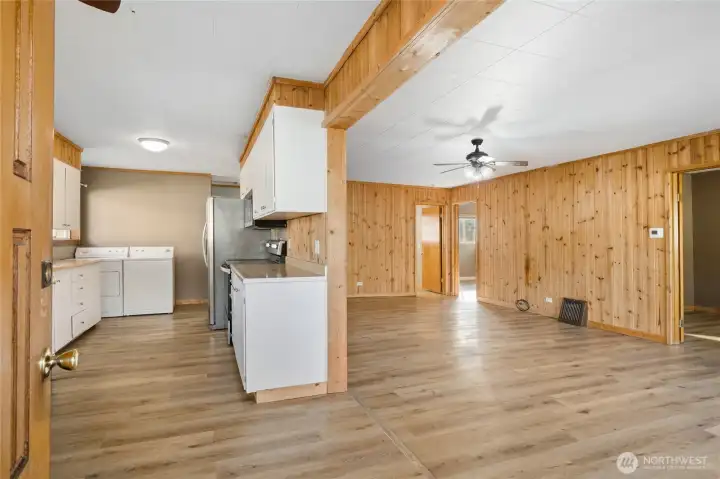 Kitchen and open living space.