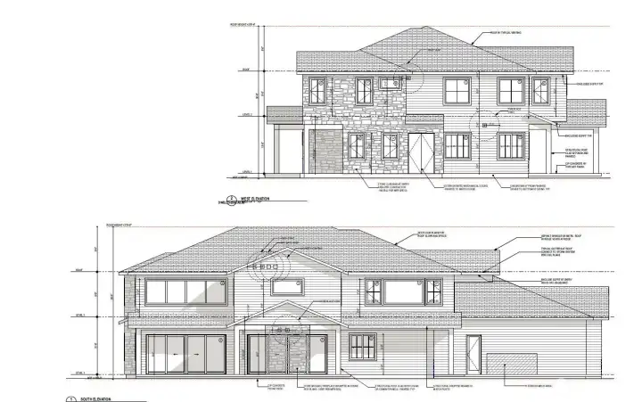West-South Elevations for proposed home.