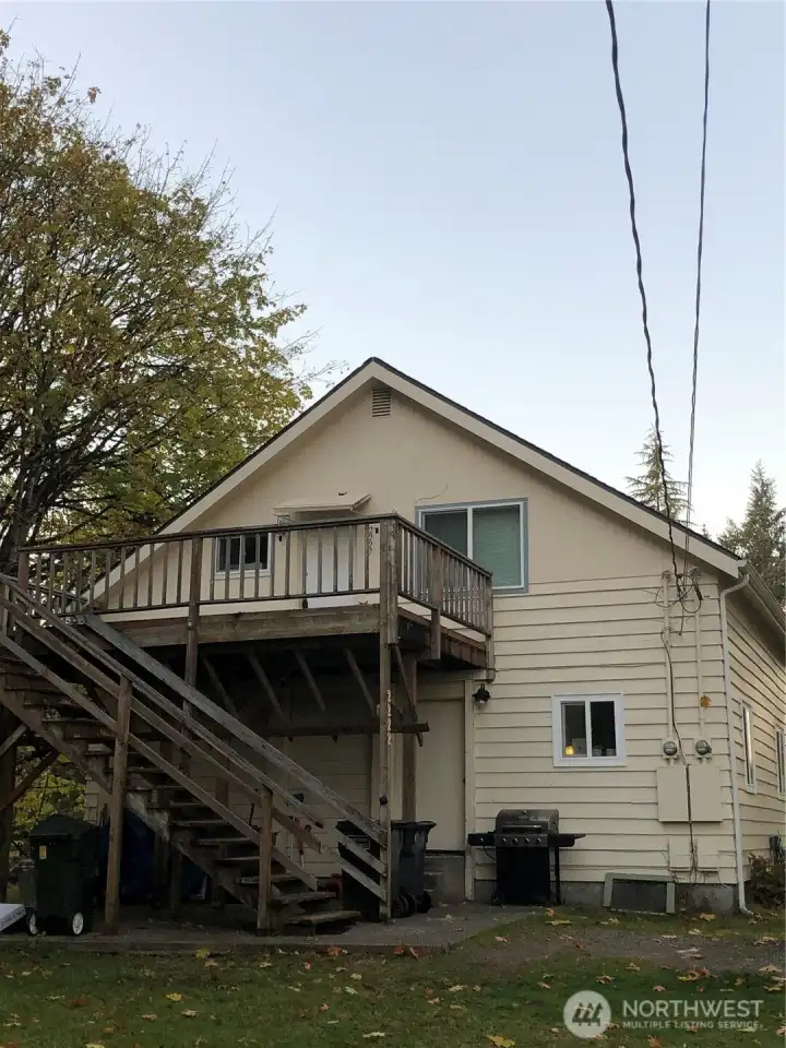 Staircase to deck and upper unit
