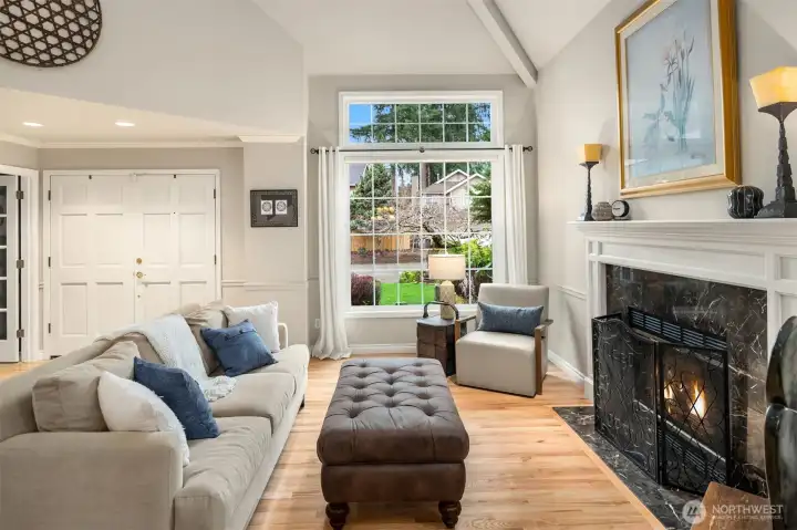 Another view of the living room. Note all the windows have been replaced with triple pane windows with the exception of the kitchen windows which were replaced earlier with double pane.