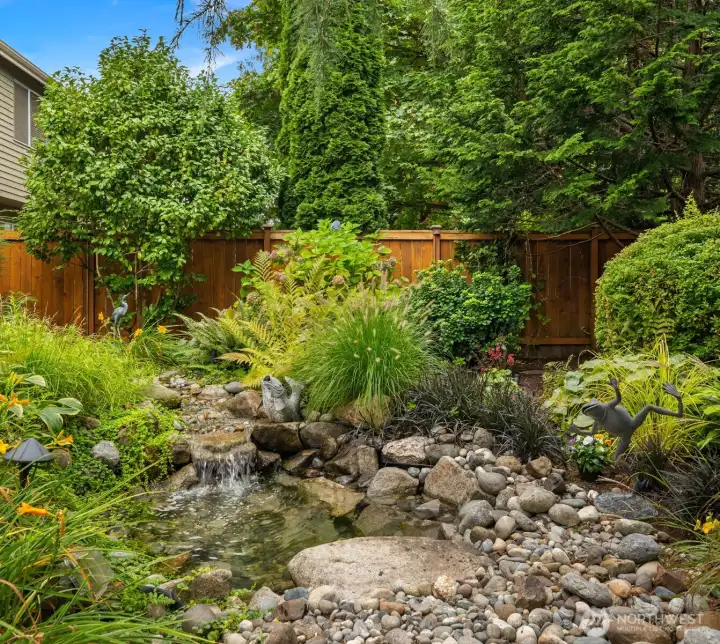 The sound of the waterfall is mesmerizing.