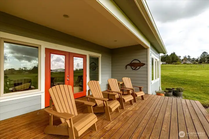 Partially covered rear deck.