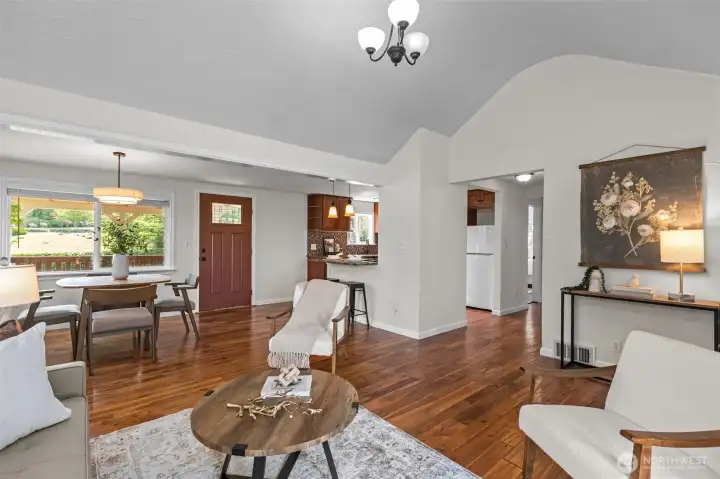 Acacia hardwood floors on the main