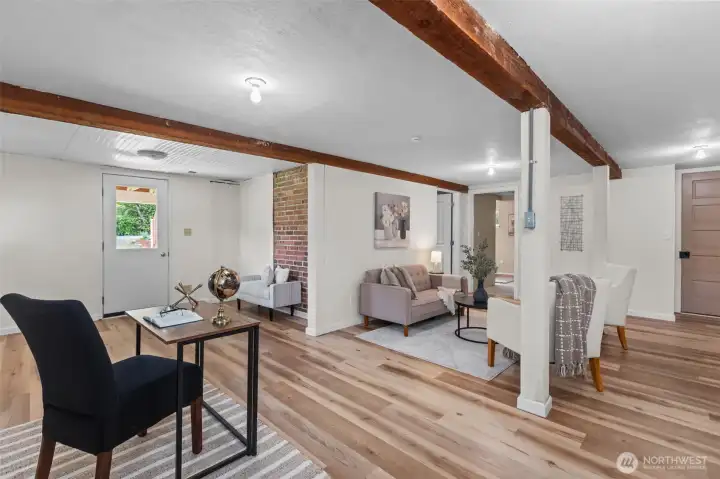 Make your way downstairs to the Fully finished walk out basement