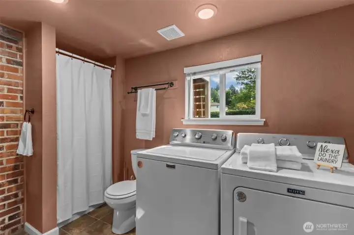 3/4 bathroom and laundry down stairs