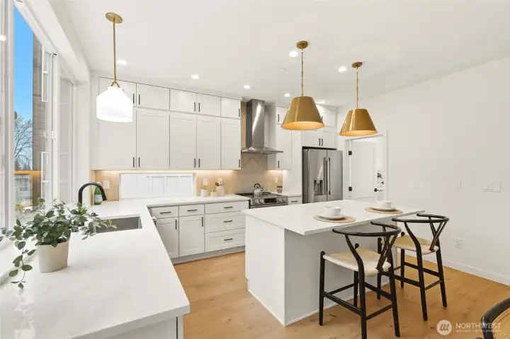 2nd level chef's kitchen with island