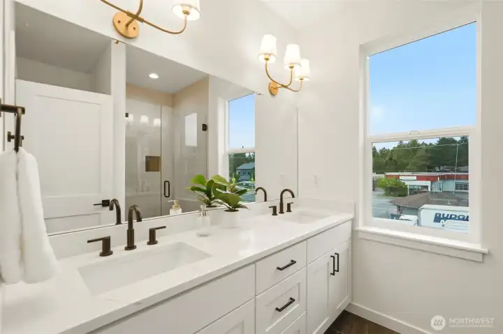 primary bath with double sinks