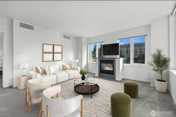 Bright, open living at The Palazzo—corner residence with seamless flow and direct balcony access, perfect for effortless indoor-outdoor living in the heart of downtown Bellevue