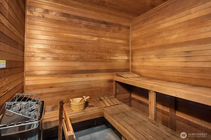 Traditional cedar sauna providing the ultimate relaxation experience as part of Sterling Heights' exceptional amenity package. Traditional cedar sauna providing the ultimate relaxation experience as part of Sterling Heights' exceptional amenity package.