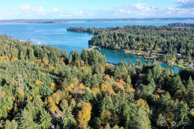 East facing east above Lakebay and Penrose State Park.