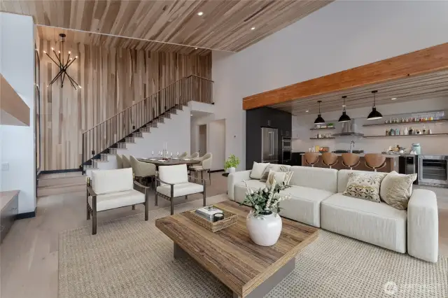 Virtually staged - Main floor living and kitchen