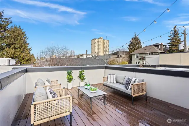 Party lights and outdoor speakers on this north side of the deck to enjoy those summer evenings outdoors.