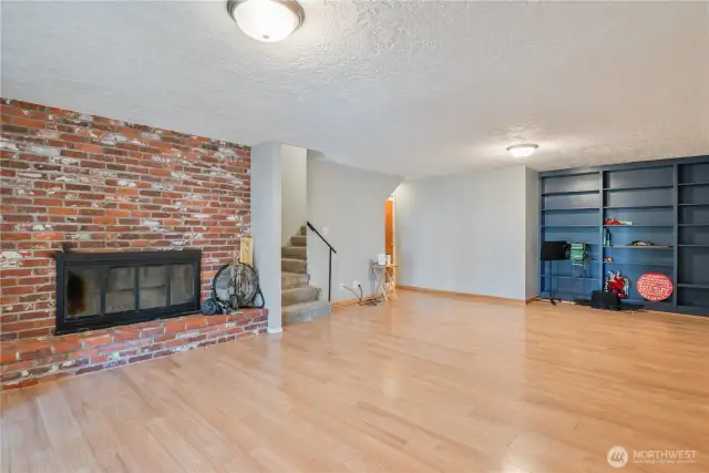 Laminate flooring and another wood burning fireplace