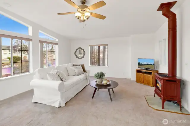 Cozy gas fireplace in 2nd living room.