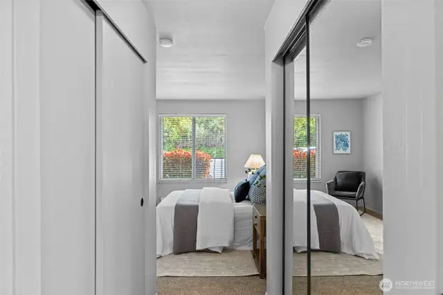 Primary bedroom double closets