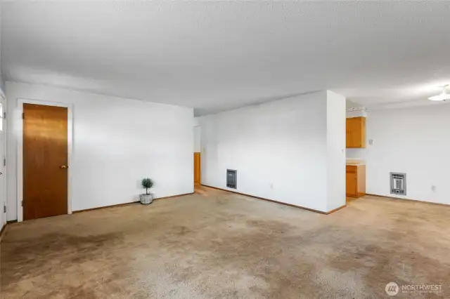 Main level entry, living and dining