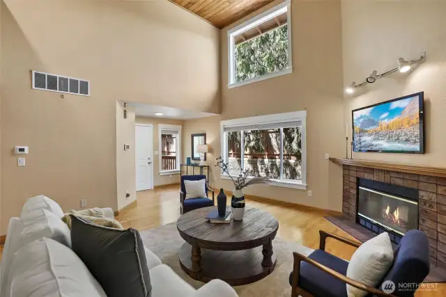 Living Room with vaulted ceiling