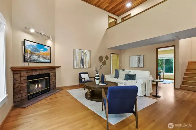 Living Room with vaulted ceiling
