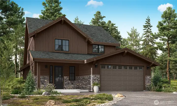 Semi-Custom Monroe Front Exterior - Rendering Semi-Custom Monroe Front Exterior - Rendering